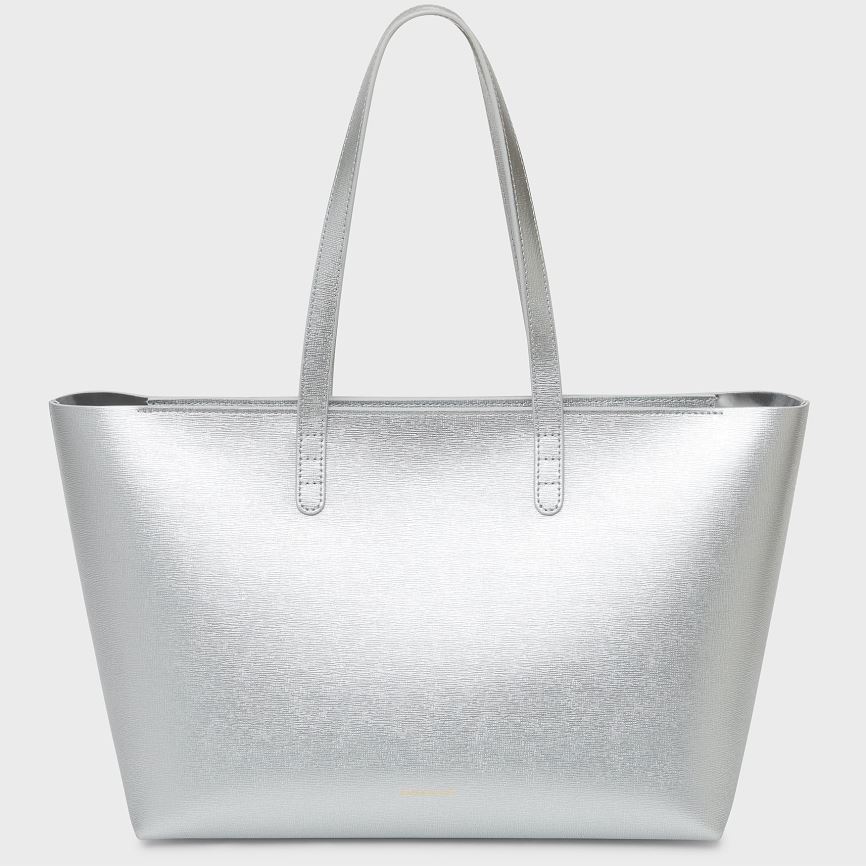 Women\'s Mansur Gavriel Small Zip Tote Bags Silver | AU 8509QG